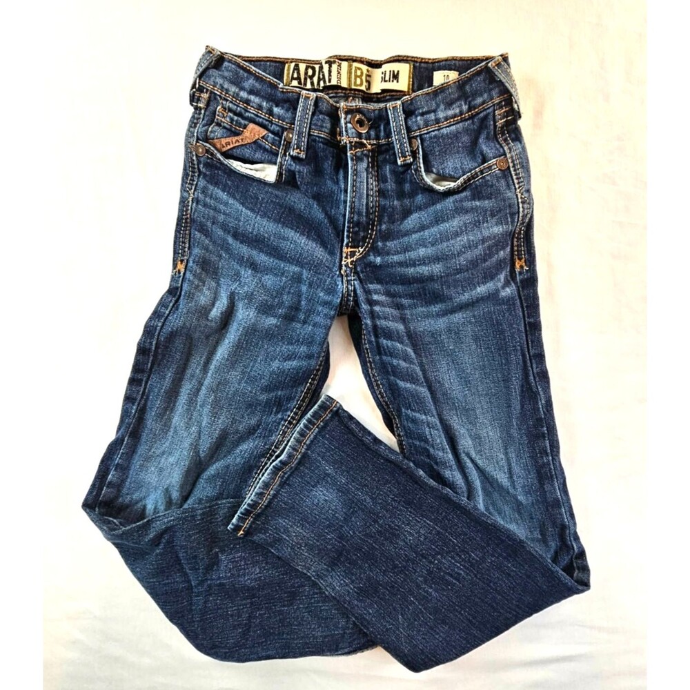 Ariat Jeans Boys 10 Wash B5 Slim Straight Denim Western Cowboy Whiskering